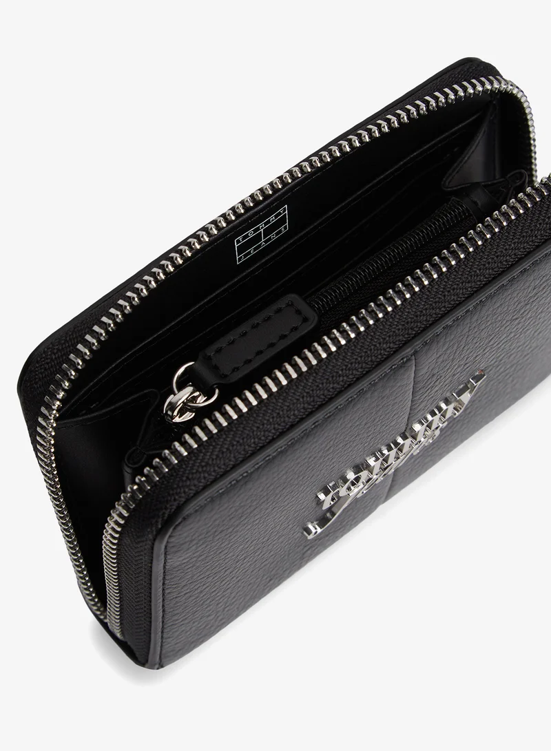 Tommy Jeans Black Wrist Strap Metal Logo Zip-Around Wallet for Women | Best Price UAE